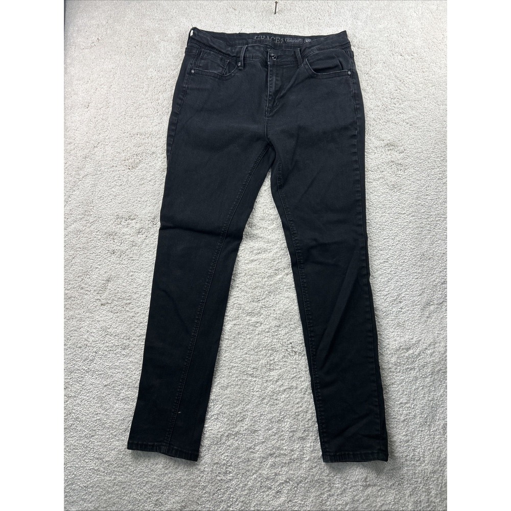 Grace In La Easy Fit Jeans Women's 30x28 Dark Wash Black Denim‎ Stretch